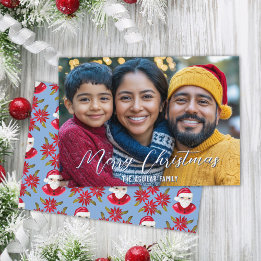 Cartão De Festividades Papais noeis de Poinsettia Clássica Whimsical Foto