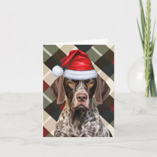 Cartão De Festividades Papais noeis de Ponteiro Curto Cachorro Xadrez Ver