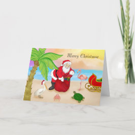 Cartão De Festividades Papais noeis de praia
