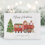 Cartão De Festividades Papais noeis de Vintage Comboio de Natal Não Foto<br><div class="desc">Deseje aos seus amigos e família uma feliz temporada de férias com este design de trem de Natal vintage,  Papais noeis. Personalize com seu cartões de natal e seu nome de família.</div>