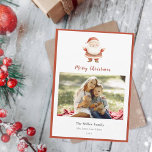 Cartão De Festividades Papais noeis de Vintage Cóta com Aquarela Foto Nat<br><div class="desc">Uma bela aquarela vintage Santa Clause no cartão de Cartões de natal de Natal adiciona sua foto favorita da família. Você pode excluir ou alterar a mensagem no verso.</div>