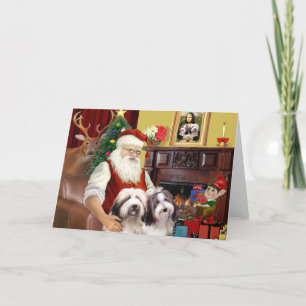 Cartão De Festividades Papais noeis Duas Collies