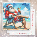 Cartão De Festividades Papais noeis e Casados Engraçados Felizes Natal<br><div class="desc">Engraçado cartão de Natal personalizado. Se você mora na Flórida ou em qualquer lugar na boa costa quente,  aqui está um cartão de Natal engraçado para enviar para sua família nos climas mais frios. Uma ilustração de aquarela ai de Papais noeis sentados na praia bebendo a Bloody Mary.</div>