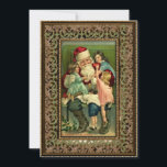 Cartão De Festividades Papais noeis e Crianças de Vintage na Imagem do Or<br><div class="desc">Uma encantadora cena de Natal vitoriana com Papais noeis cercados por crianças pequenas. Imagem restaurada digitalmente e limitada por um quadro dourado ornamentado. Imagem complementar ao contrário com texto personalizável. Etiquetas de endereço e selos de correio disponíveis. Gráfico de quadros: Studiocarilopez.com.</div>
