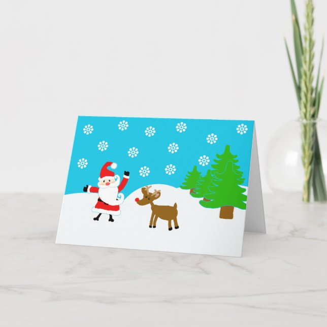 Cartão De Festividades papais noeis e rudolfo (Frente)