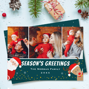 Cartão De Festividades Papais noeis e saudações de Reindeer Season 3 Fo