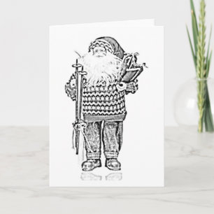 Cartão De Festividades Papais noeis elegantes no desenho do lápis de su