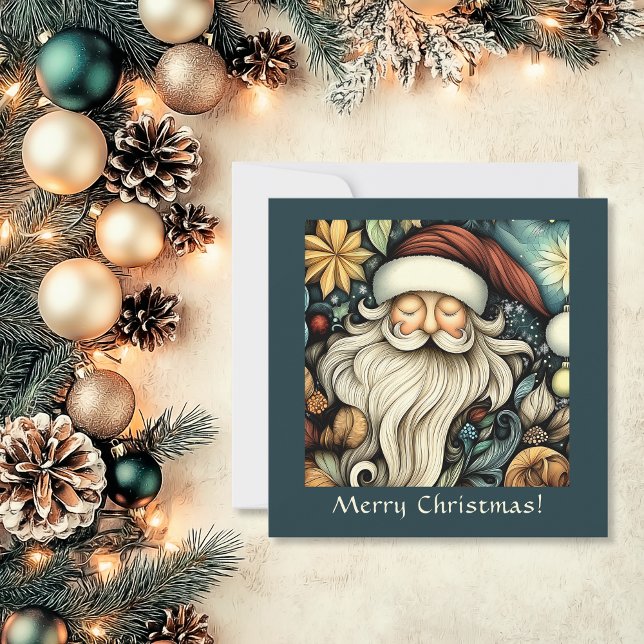 Cartão De Festividades Papais noeis elegantes personalizáveis (Elegant Santa Customizable Holiday Card)