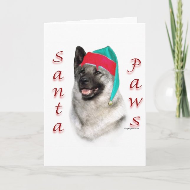 Cartão De Festividades Papais noeis Elkhound Paws (Frente)