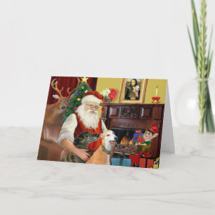 Cartão De Festividades Papais noeis em casa galgos (dois)