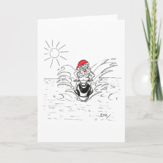Cartão De Festividades Papais noeis em um JetSki