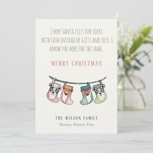 Cartão De Festividades Papais noeis Enchidos Enchem Existências Com Dinhe (Em pé/Frente)