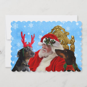 Cartão De Festividades Papais noeis Engraçados Cachorros Doberman Cachorr