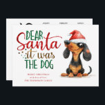 Cartão De Festividades Papais noeis Engraçados Foi O Natal Do Cachorro 20<br><div class="desc">Engraçado Dachshund Caros Papais noeis Era O Natal Do Calendário Do Cão 2025. Divertimento festivo para os teus desejos de férias, com este design divertido com um cão-magricela com queijo no chapéu do Pai Natal. A citação é não editável e tem um efeito de falha. Personalize facilmente sua saudação e...</div>