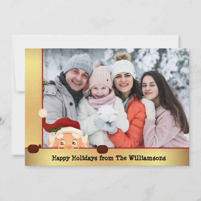 Cartão De Festividades Papais noeis engraçados Fotobombas Douradas Foto d (Frente)