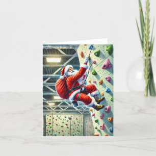 Cartão De Festividades Papais noeis escalando no Natal em Gym