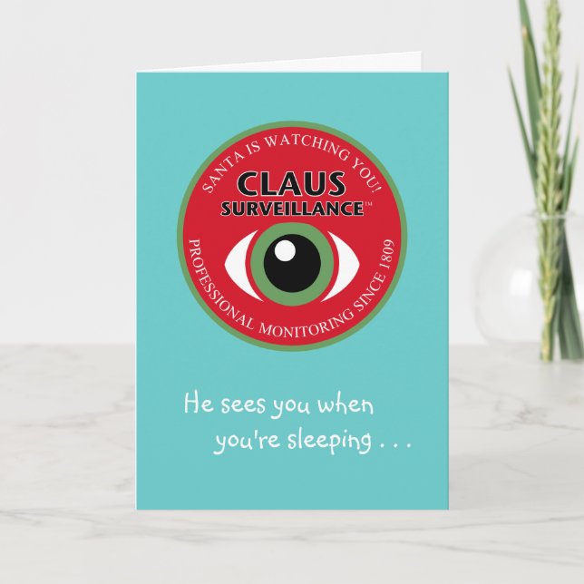 Cartão De Festividades Papais noeis Está Vendo Natal (Frente)