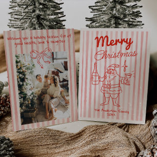 Cartão De Festividades Papais noeis Festivos Vermelhos Retraçados Champan