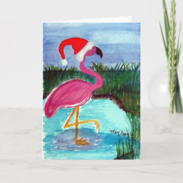 Cartão De Festividades Papais noeis Flamingo