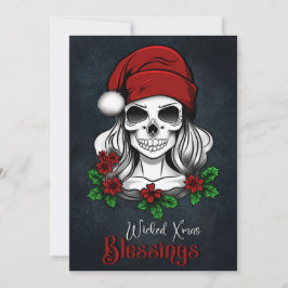 Cartão De Festividades Papais noeis Gótica Whimsical Natal Skull