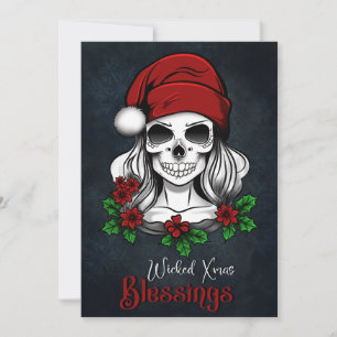 Cartão De Festividades Papais noeis Gótica Whimsical Natal Skull