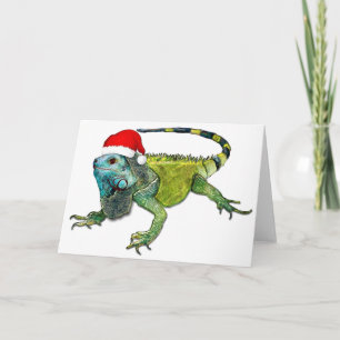 Cartão De Festividades Papais noeis Iguana