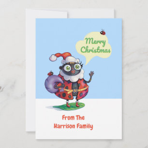 Cartão De Festividades Papais noeis Ladybug Natal personalizado