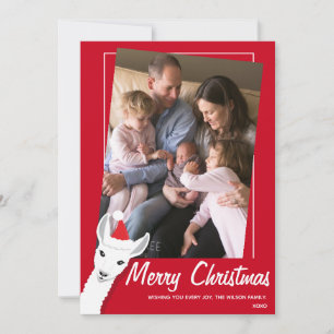 Cartão De Festividades Papais noeis Llama Foto Natal