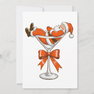 Cartão De Festividades Papais noeis Martini Coquette Girly Arco de Natal 