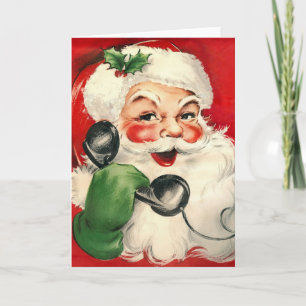 Cartão De Festividades Papais noeis no telefone