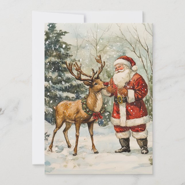 Cartão De Festividades Papais noeis Obrigado Natal vintage (Frente)