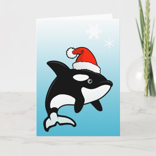 Cartão De Festividades Papais noeis Orca (Frente)