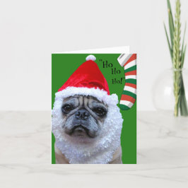 Cartão De Festividades Papais noeis - Paws Engraçado Pug Natal/Cartão de
