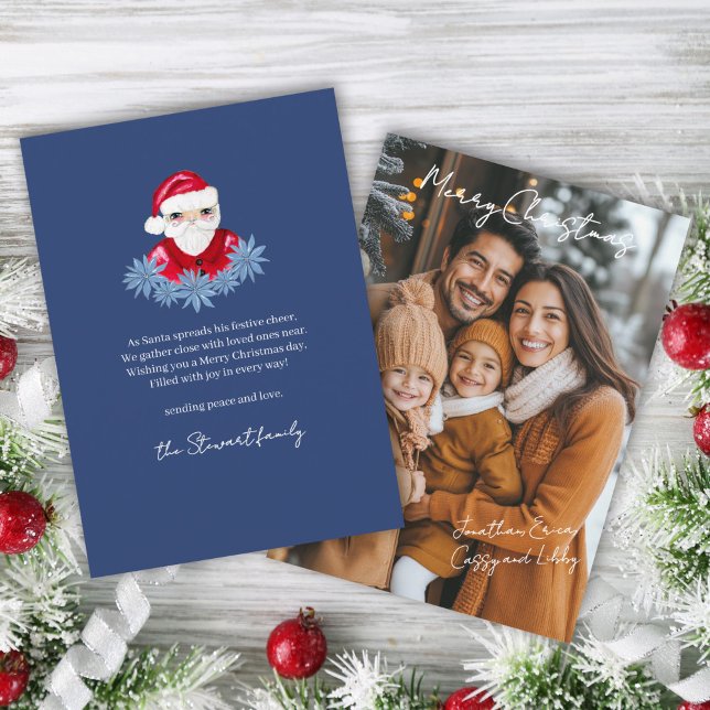 Cartão De Festividades Papais noeis Poinsettia Natal Poema 1 Foto Mínima (Criador carregado)