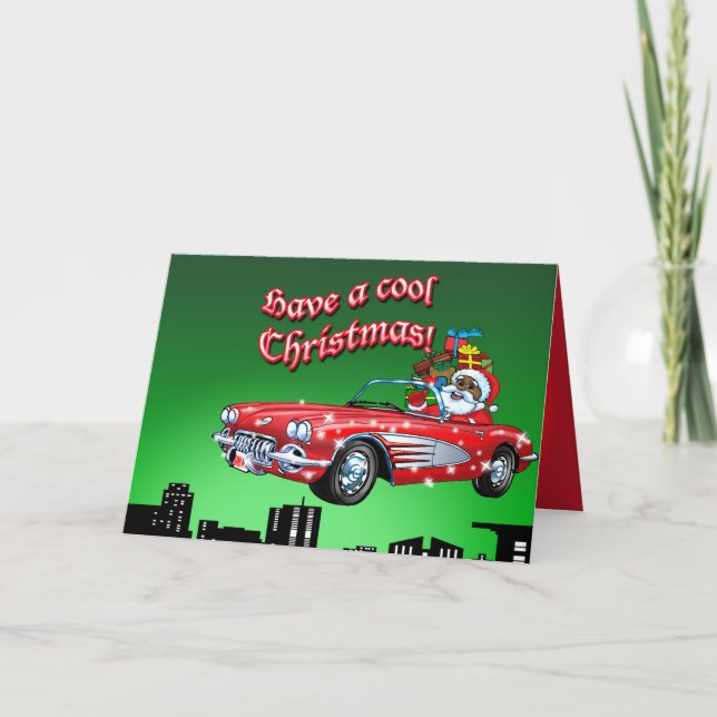 Cartão De Festividades Papais noeis Pretos (Frente)