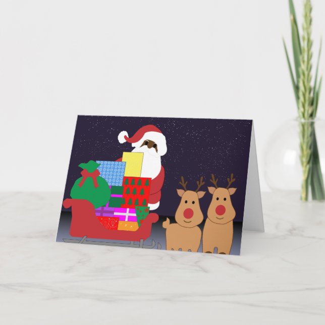 Cartão De Festividades papais noeis pretos (Frente)