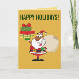 Cartão De Festividades Papais noeis pretos com presentes