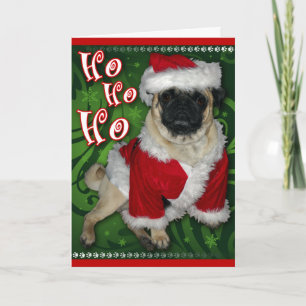 Cartão De Festividades Papais noeis Pug Greeting Card