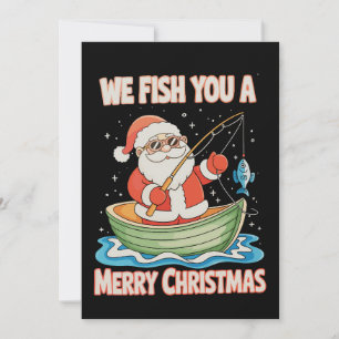 Cartão De Festividades Papais noeis Que Pescariam Peixes De Natal Xmas