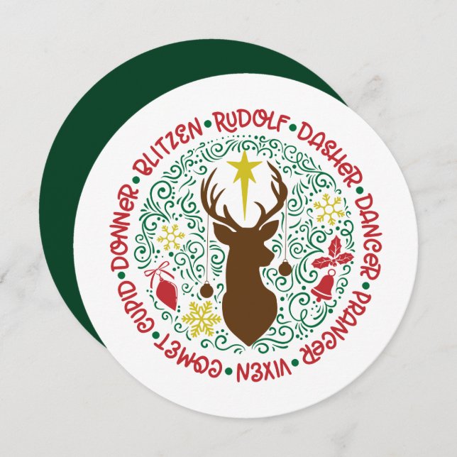 Cartão De Festividades Papais noeis Red Script de Diversão Nome da Revist (Frente/Verso)