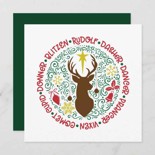 Cartão De Festividades Papais noeis Red Script de Diversão Nome da Revist (Frente/Verso)