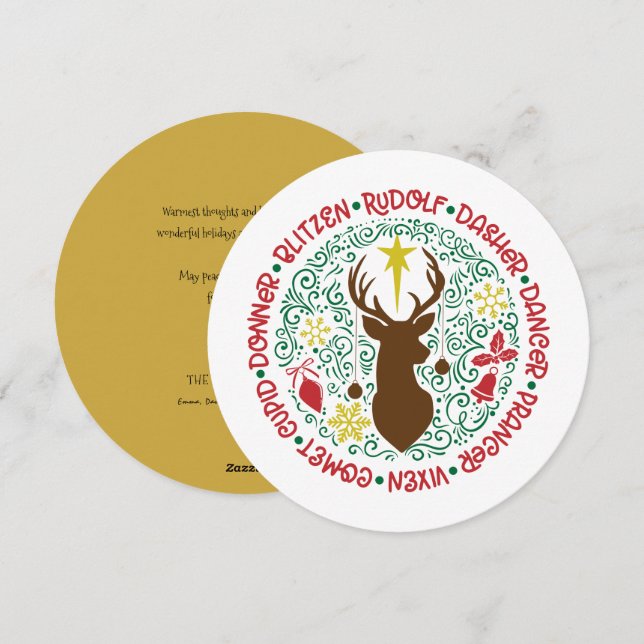 Cartão De Festividades Papais noeis Red Script de Diversão Nome da Revist (Frente/Verso)