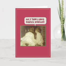 Cartão De Festividades Papais noeis Reindeer Cheira Engraçado