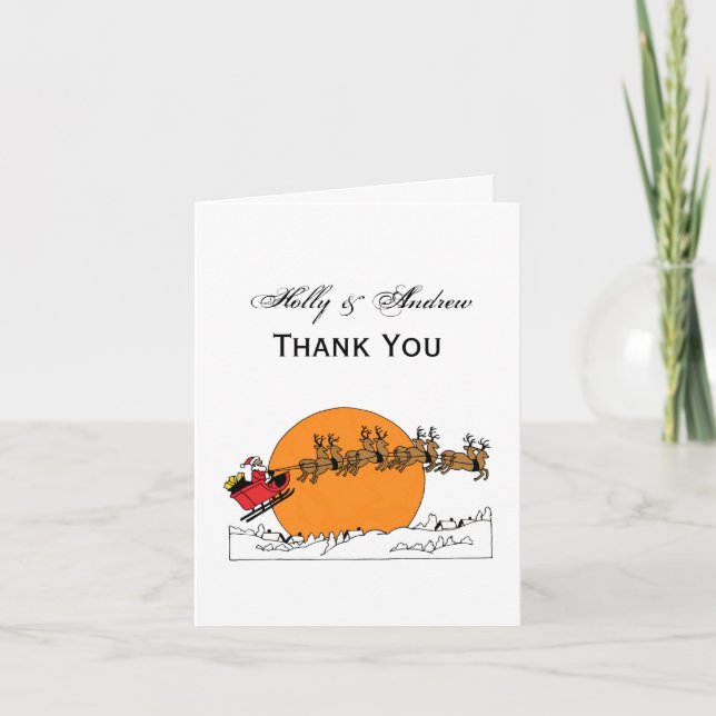 Cartão De Festividades Papais noeis Reindeer Sobre A Lua Urbana Coberta D (Frente)