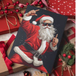 Cartão De Festividades Papais noeis Rocker Dançantes<br><div class="desc">Esta design foi criada através da arte digital. Pode ser personalizada na área fornecida pela alteração da foto e/ou do texto. Ou pode ser personalizado escolhendo o clique para personalizar outra opção e excluir ou alterar a cor do plano de fundo, adicionar texto, alterar a cor ou o estilo do...</div>