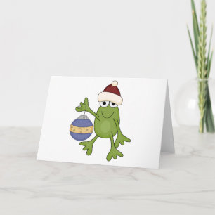 Cartão De Festividades Papais noeis Sapo com Camisetas de ornamento e pre