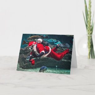 Cartão De Festividades Papais noeis Scuba Merge Peixes de Aquário Person