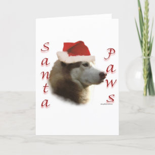 Cartão De Festividades Papais noeis Siberian Husky Paws
