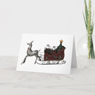 Cartão De Festividades Papais noeis Sleigh ChristmasGreeting Card