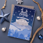 Cartão De Festividades Papais noeis Sleigh e Reindeer voando no céu da me<br><div class="desc">Abrace o charme festivo com este cartão de Natal adorável! Papais noeis de fotos brilhando sobre uma cidade serena, cobertas por flocos de neve contra um céu de meia-noite cativante. Compartilhe a magia e o mérito da estação com esta carta encantadora. Ho, ho, espero que as suas férias sejam tão...</div>